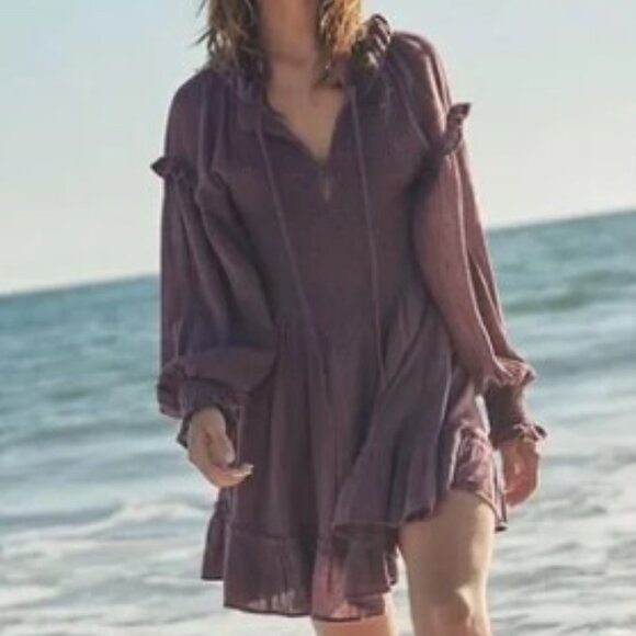 Free People Dresses & Skirts - Free People, Kiss And Tell Mini Dress. Colour: Plum/Prune. Size: XL NWOT
